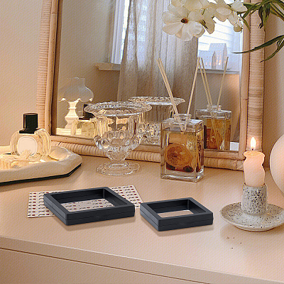 2Pcs 2 Styles Square Transparent PE Thin Film Suspension Jewelry Display Box CON-LP0001-44B-1