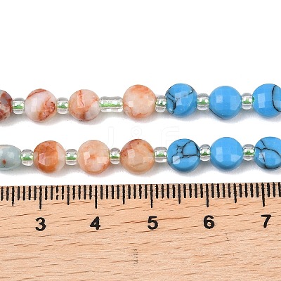 Dyed Natural White Jade & Synthetic Turquoise & Shoushan Stone & Red Netstone Beads Strands G-Z135-B07-1