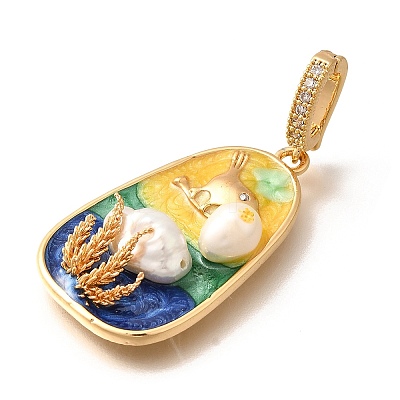 Brass Micro Pave Cubic Zirconia Pendents KK-R212-03G-02-1