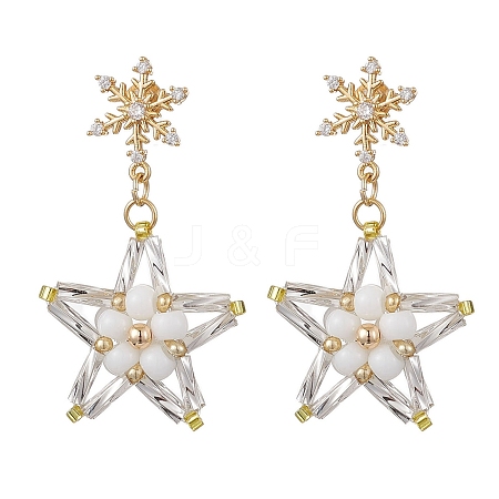 Glass Star Stud Earrings EJEW-MZ00256-03-1