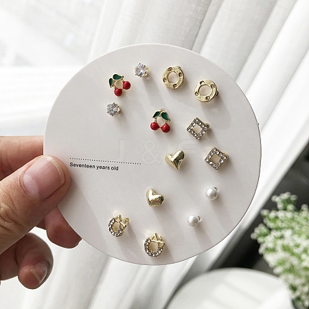 7 Pairs Anti-Tarnish Exquisite 925 Sterling Silver Stud Earrings Sets for Girls Women WG93702-40-1