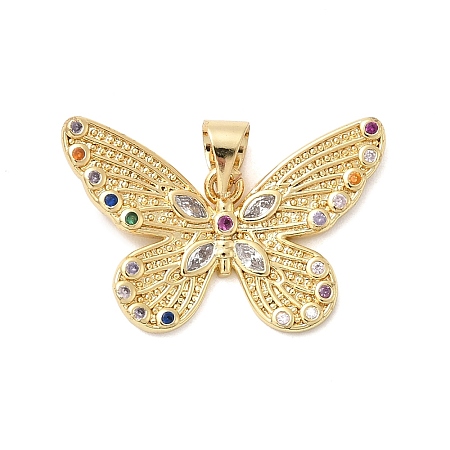 Brass Micro Pave Cubic Zirconia Pendants KK-H519-11G-1