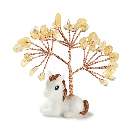 Natural Citrine Chips Tree of Life Decorations DJEW-A017-01P-1