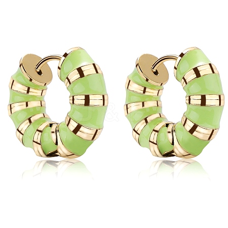 Enamel Striped Thick Hoop Earrings JE1110D-1