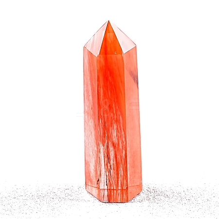 Point Tower Synthetic Cherry Quartz Glass Home Display Decoration PW-WG04107-04-1