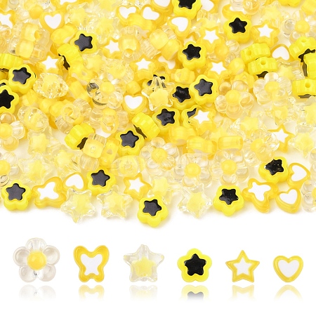 200Pcs 6 Styles Transparent & Opaque Acrylic Beads TACR-FS0001-54G-1