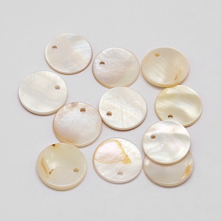 Dyed Natural Flat Round Shell Pendant X-SHEL-P003-04E-1