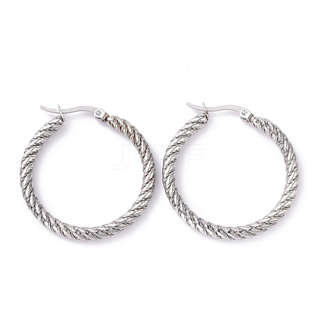 Non-Tarnish 304 Stainless Steel Twist Rope Hoop Earrings for Women EJEW-G298-05P-1