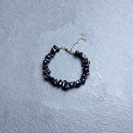 Synthetic Blue Goldstone Chip Beaded Bracelets for Women IW6789-18-1