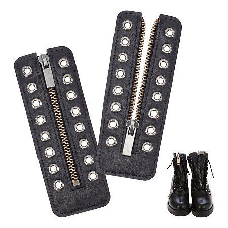 1 Pair Cowhide Leather Lace-in Boot Zipper Inserts FIND-PH0006-72-1