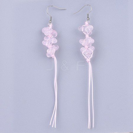 Natural Rose Quartz Chip Beads Dangle Earring EJEW-JE03161-03-1