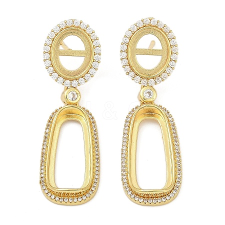 Brass Micro Pave Cubic Zirconia Dangle Stud Earring Findings KK-F891-02G-1