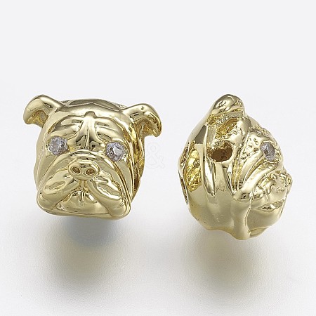 Brass Micro Pave Cubic Zirconia Puppy Beads ZIRC-F041-19G-1
