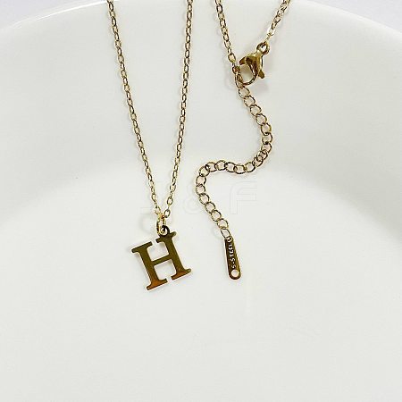 304 Stainless Steel Letter Pendant Necklaces NJEW-WH0027-26H-G-1