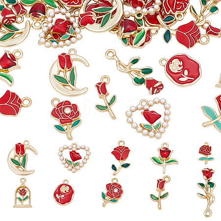 40Pcs 10 Styles Alloy Enamel Pendants ENAM-ME0001-59-1