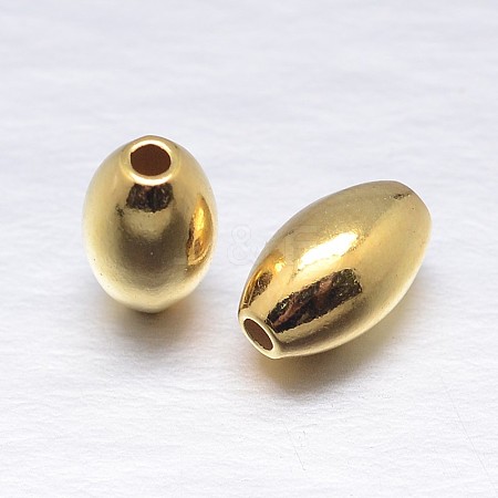 Real 18K Gold Plated Oval Sterling Silver Beads STER-M101-07-8x5mm-1