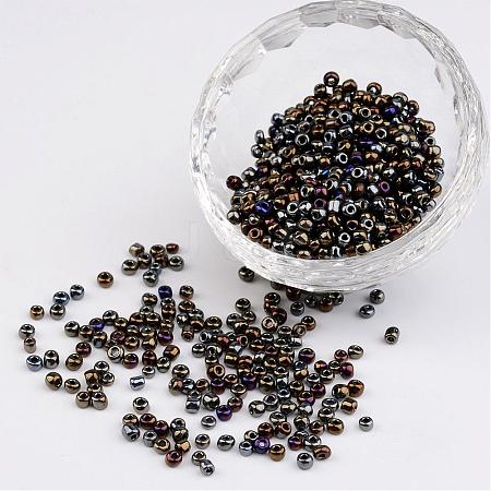 8/0 Electroplated Iris Round Glass Seed Beads X-SEED-A009-3mm-602-1