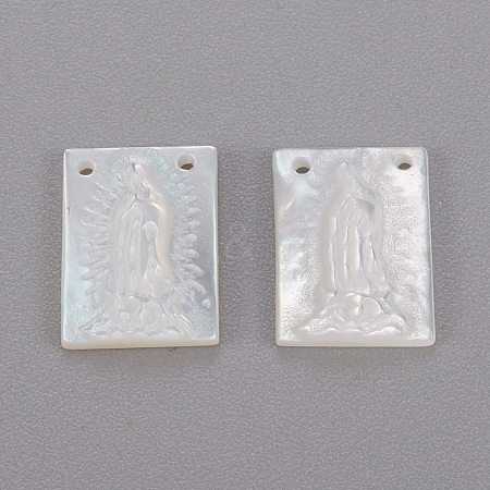 Natural White Shell Mother of Pearl Shell Charms X-SHEL-K004-03-1