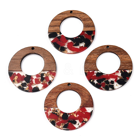 Transparent Resin & Walnut Wood Pendants RESI-TAC0017-74-A06-1