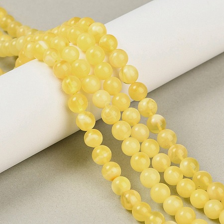 Natural Beeswax Beads Strands G-Z100-A01-6mm-1
