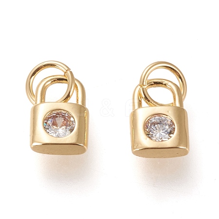 Brass Cubic Zirconia Charms ZIRC-L098-013G-1