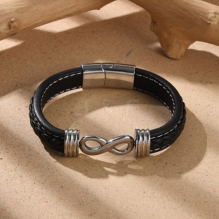 Braided Microfiber Leather Cord Bracelets for Men BJEW-Z081-07P-02-1