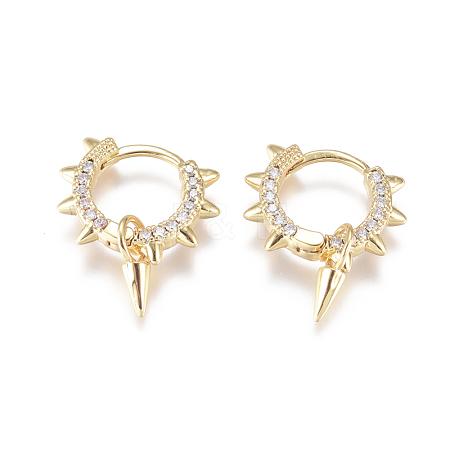 Punk Style Brass Huggie Hoop Earrings X-EJEW-L231-24G-1