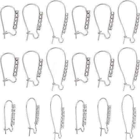 Unicraftale 18Pcs 3 Style 304 Stainless Steel Hoop Earrings Findings Kidney Ear Wires STAS-UN0038-20-1