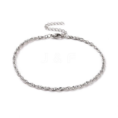 304 Stainless Steel Rope Chain Bracelet for Men Women BJEW-E031-12P-01-1