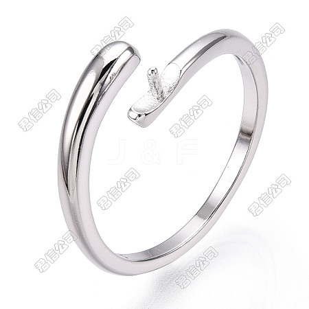 925 Sterling Silver Smooth with Open Cuff Ring Settings STER-T007-09P-1