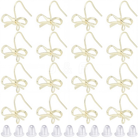 28Pcs Bowknot Shape Brass Earring Hook DIY-SP0001-06G-1