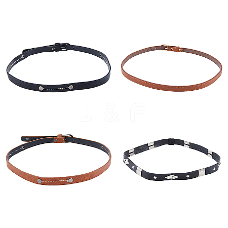 SUPERFINDINGS 4Pcs 4 Style Imitation Leather Southwestern Cowboy Hat Band FIND-FH0006-53-1
