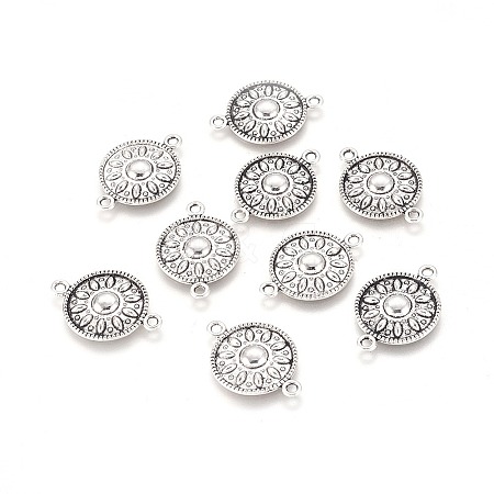 Flat Round Tibetan Style Alloy Links connectors X-TIBEP-R345-11AS-RS-1