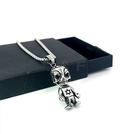 Vintage Gothic Demon Doll Stainless Steel Pendant Cartoon Necklace Jewelry NI4490-1