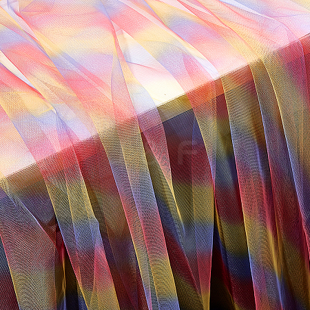 Rainbow Color Polyester Mesh Fabric DIY-WH0496-43B-1