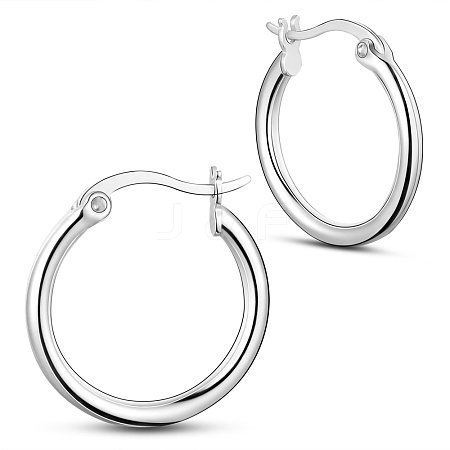 SHEGRACE Rhodium Plated 925 Sterling Silver Hoop Earrings JE835A-02-1