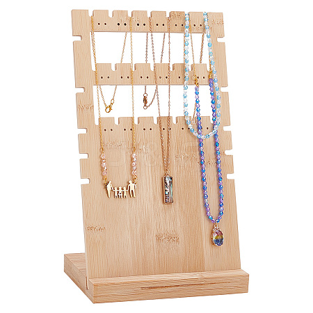 3-Tier Wooden Slant Back Jewelry Display Stands ODIS-WH0025-115-1