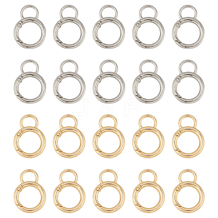 20Pcs 2 Colors Alloy Spring Gate Ring KEYC-NB0001-16-1