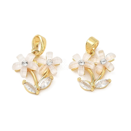 Brass Micro Pave Cubic Zirconia Charms CU-CBA8C34-01G-02-1