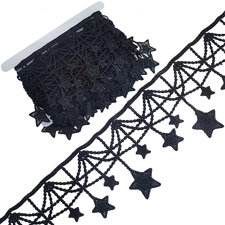 5Yards Star Polyester Lace Trim Ribbon OCOR-GF0004-05A-1