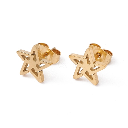 304 Stainless Steel Star Stud Earrings for Men Women EJEW-E163-07G-1