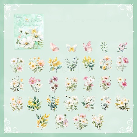 60Pcs PVC Self-Adhesive Flowers Stickers PW-WG3B3DC-01-1