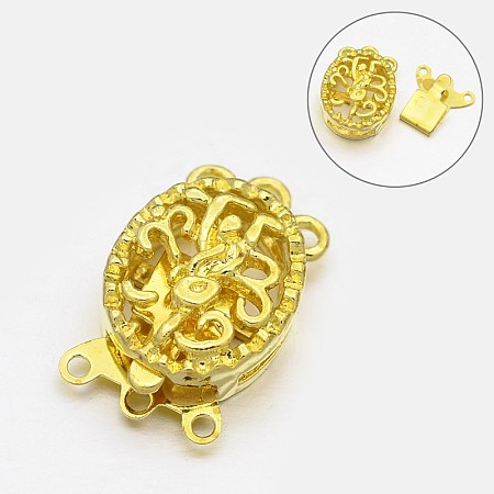 Filigree Oval with Vine Alloy Box Clasps PALLOY-N0122-77G-1