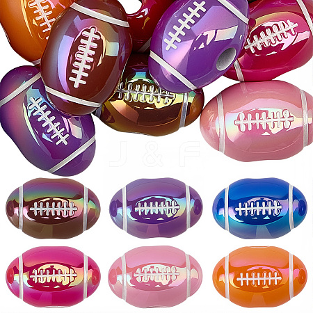 20Pcs UV Plating Opaque Acrylic Beads MACR-SC0002-73-1