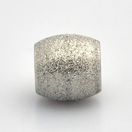 Big Hole 202 Stainless Steel Barrel Textured Beads X-STAS-O048-28-1