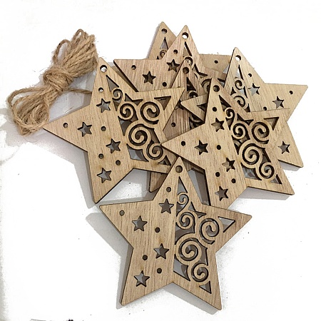 Unfinished Wood Pendant Decorations XMAS-PW0001-170-39-1