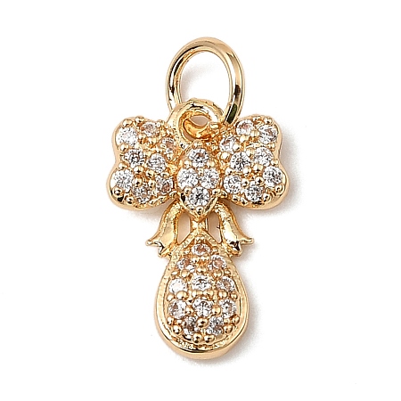Brass Micro Pave Cubic Zirconia Charms KK-C133-03H-G-1