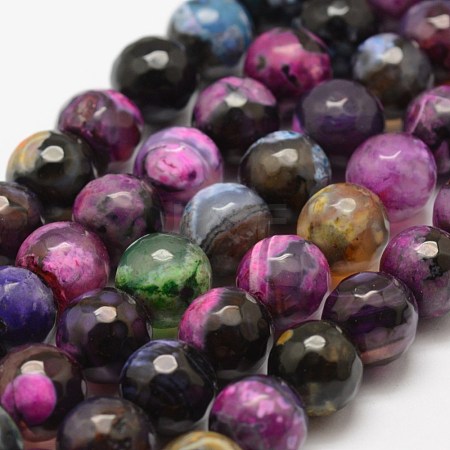 Faceted Natural Fire Crackle Agate Beads Strands X-G-F447-10mm-A07-1