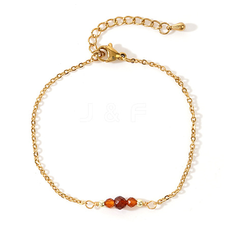 Bohemian Style Natural Carnelian Beaded Link Bracelets LF0304-3-1