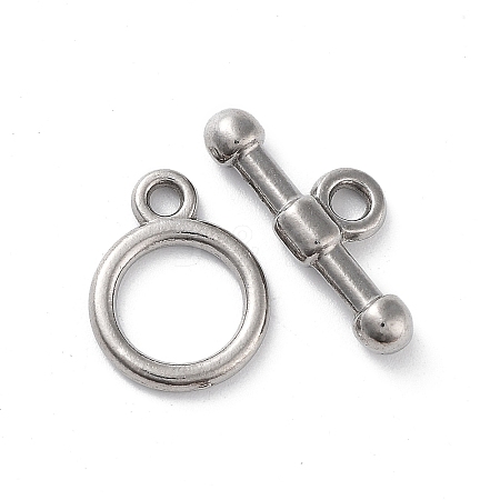 Non-Tarnish 304 Stainless Steel Ring Toggle Clasps STAS-A092-09G-P-1